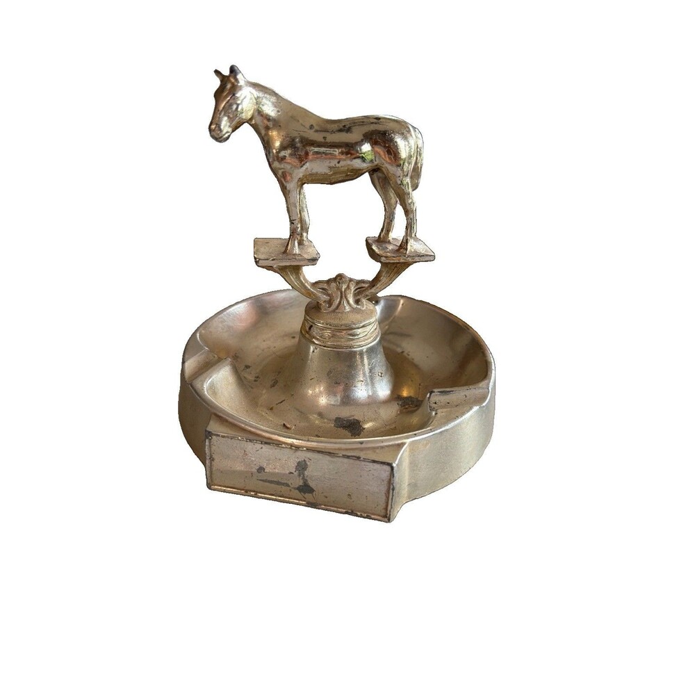 RARE 1940s Dodge Inc. Metal Horse Trophy Ashtray Collectors Piece